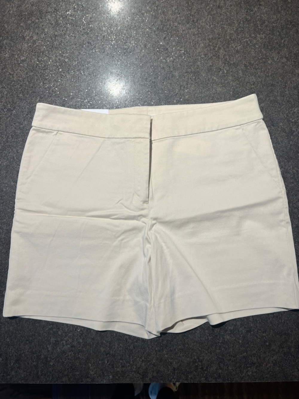 LOFT Cream High-Rise Bermuda Shorts
